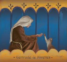 Ste-Gertrude de Nivelles with a cat